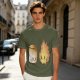 Olive T-Shirt With Cute Roasted Marshmallow And Fire Graphic