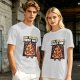 Olive t-shirt with angry boxing pizza slice graphic and 'You Wanna Pizza Me?' text