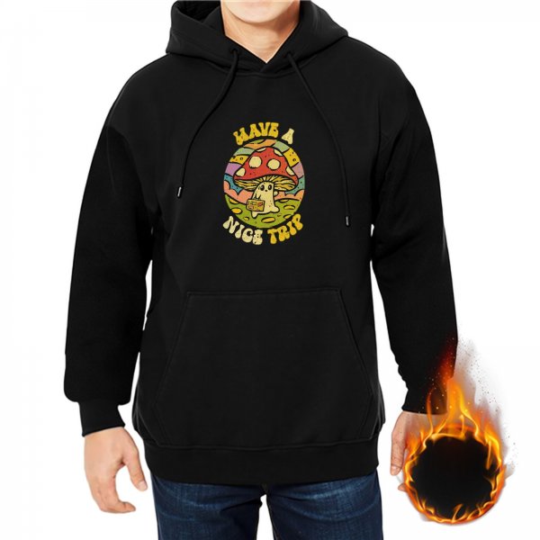 Black hoodie with retro mushroom have a nice trip graphic