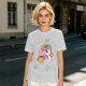 Oversized Olive T-Shirt With Sassy Unicorn Holding Coffee Print