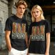 Olive Green T-Shirt With Three Panel Cartoon Monkey Head Print