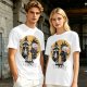Olive graphic tee with punk raccoon and opossum 'Stay Trashy' print
