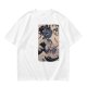 Olive T-Shirt with Japanese Ukiyo-e Dragon and Wave Print