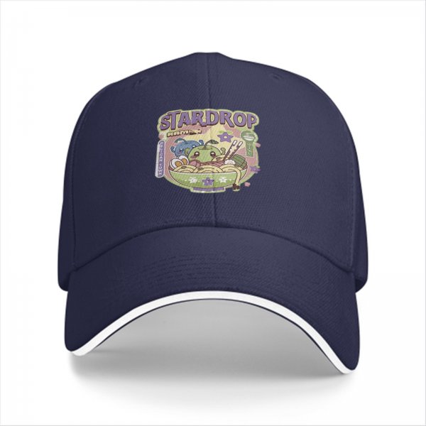 Black Baseball Cap With Stardrop Ramen Kawaii Print