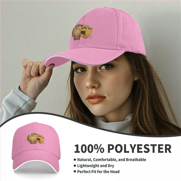Black Baseball Cap With Funny Noah's Ark Cat Cartoon Print