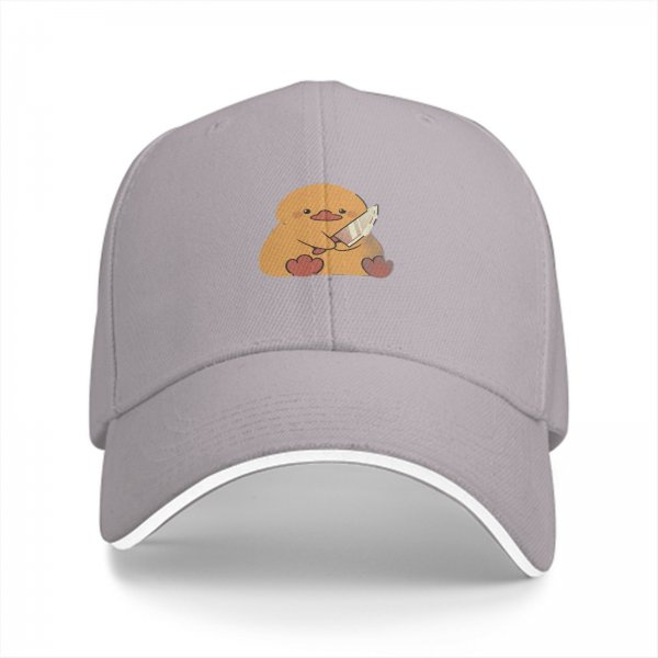 Black Baseball Cap With Cute Duck Holding Knife Graphic