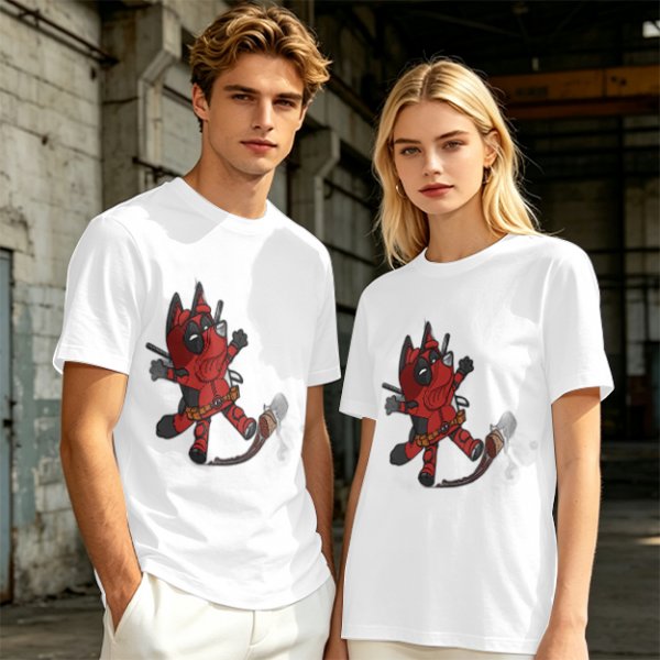 Olive Green T-Shirt With Cute Deadpool Dog Graphic Print