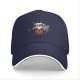 Black baseball cap with devil cat Campfire Club graphic