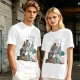 Olive T-Shirt Featuring 'king Club' and Animated Characters Print
