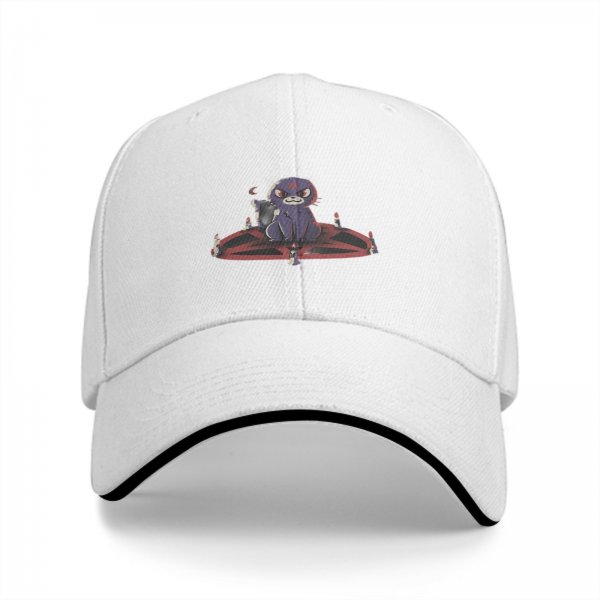 Black baseball cap with a demonic cat on a pentagram design