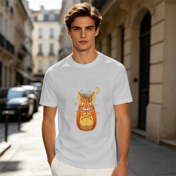 Olive T-Shirt With Cute Pumpkin Creature And Moon Star Print