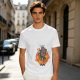 Olive T-Shirt With Cartoon Goat On Flames And Skulls Print