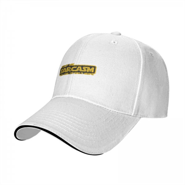 Black baseball cap with 'Help Me Sarcasm You Are My Only Hope' print
