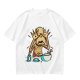 Olive T-shirt with a startled alien washing hands graphic