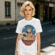 Cat Chef Eating Ramen in Great Wave Bowl T-Shirt