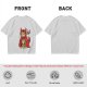 Olive T-shirt with a tabby cat in a devil hood and skull cat graphic