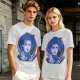 Olive T-Shirt With Neon Edward Scissorhands Portrait Print