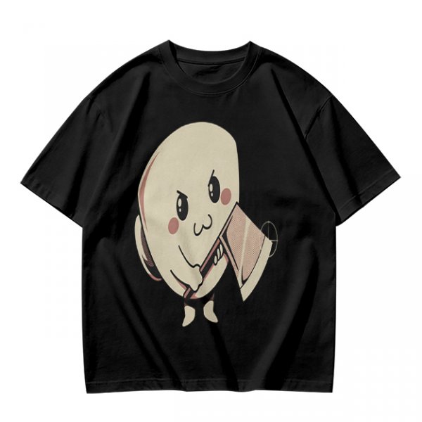 Olive T-Shirt With Cute Angry Ghost Holding Axe Graphic