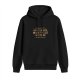Black hoodie with humorous face reaction quote print
