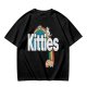 Olive Green T-Shirt With Kitties Rainbow Graphic Design