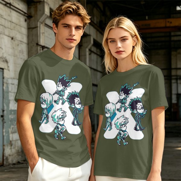 Hunter x Hunter Chibi Characters Graphic Olive T-Shirt