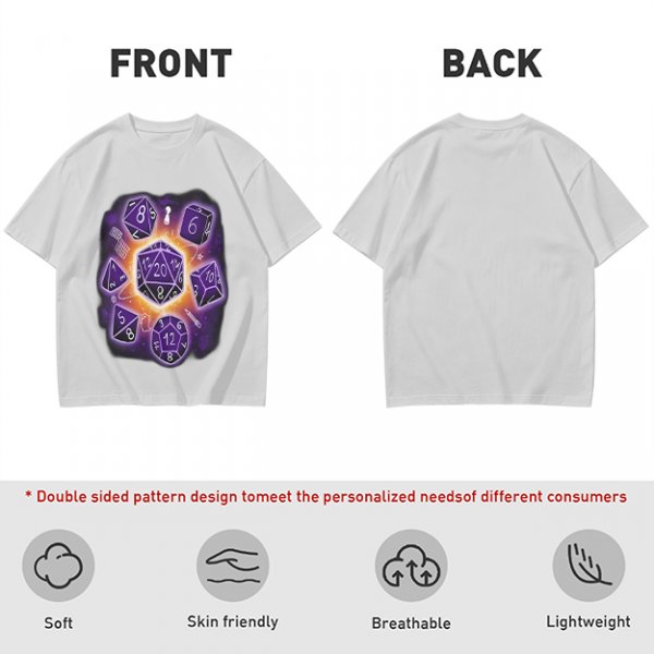 Olive T-Shirt With Glowing Dungeons & Dragons Dice Set Art