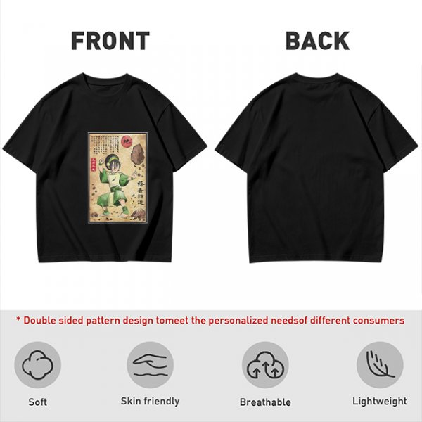 Olive T-shirt with Earthbender Character Vintage Art Print