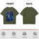 Olive T-Shirt with Cosmic Anime Character Graphic Print