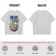 Olive green graphic t-shirt with raccoon eating ramen print