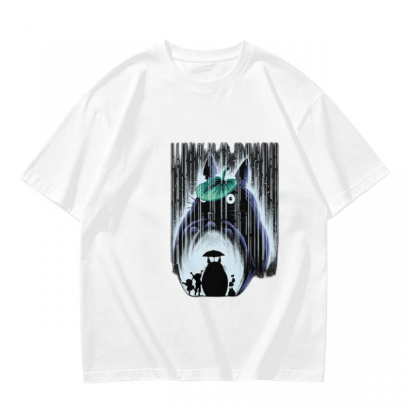 Olive T-shirt with My Neighbor Totoro Rain Scene Print