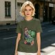 Olive T-shirt with Mario and Yoshi artistic graphic print