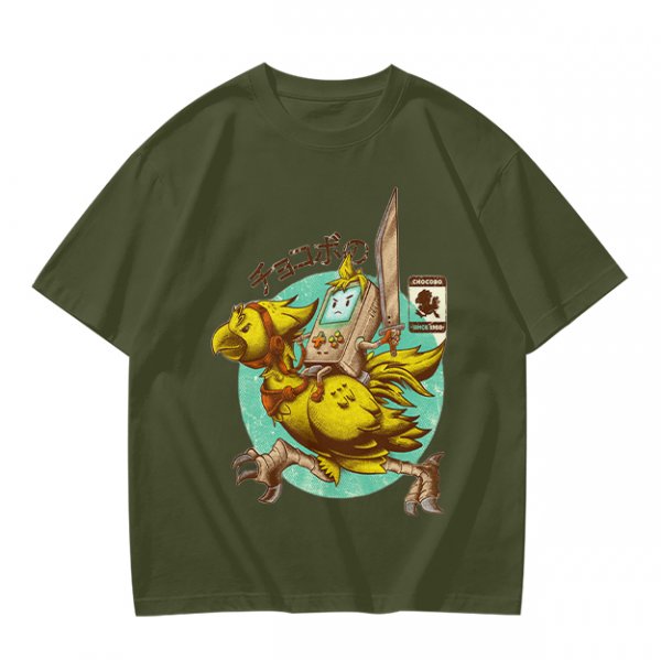Chocobo Rider with Retro Game Character Graphic T-Shirt