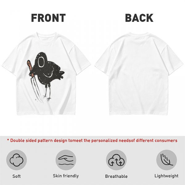 Olive T-Shirt With Dark Crow Holding Knife Graphic Print
