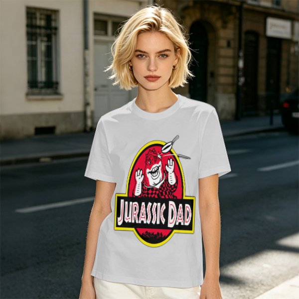 Olive T-Shirt with Jurassic Dad Dinosaur Graphic Print