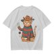 Olive T-Shirt With Freddy Krueger Themed Cat Graphic