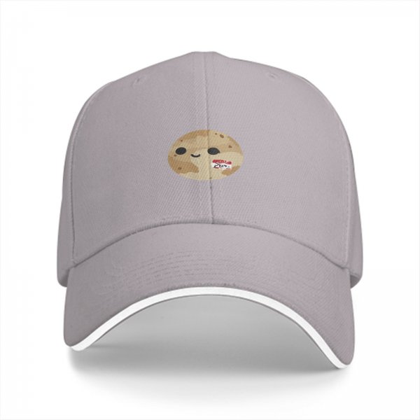 Black baseball cap with cute smiling potato graphic print