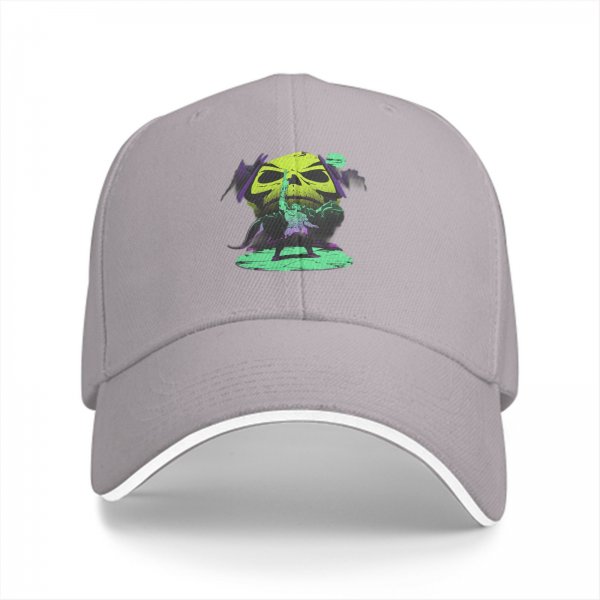 Black Baseball Cap With Neon Skull Wizard Graphic Design