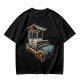 Olive T-Shirt With Rustic Wooden Cart Print