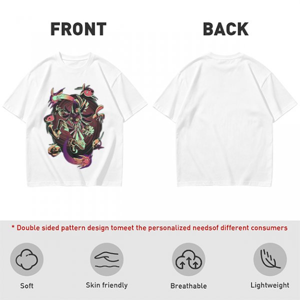 Olive Graphic Tee With Surreal Fantasy Creature Art Print