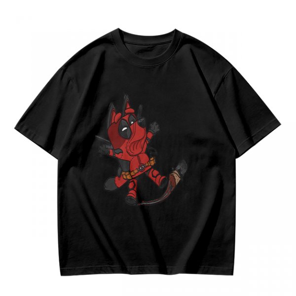 Olive Green T-Shirt With Cute Deadpool Dog Graphic Print