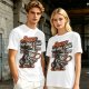 Olive t-shirt with detective cat 'Paws on the Case' graphic