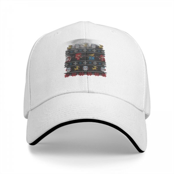 Black Baseball Cap With Ugly Christmas Style Fantasy Character Print