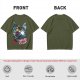 Olive Green T-Shirt With Japanese Nature Inspired Graphic Print