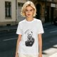 Olive T-shirt with Skeleton in Coffin Holding Coffee Print