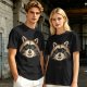 Olive Green T-Shirt With Smiling Raccoon Graphic Print