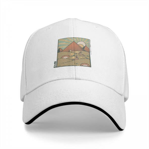 Black Baseball Cap With Retro Desert Pyramid Landscape Print