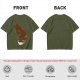 Olive T-Shirt With Coffee Wolf Steam Graphic Print