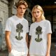Olive Graphic T-Shirt With Anchor And Animal Head Emblem Print