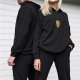 Black Hoodie With Cute Ice Cream Owl Graphic Print