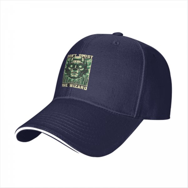 Black baseball cap with 'Don't Trust The Wizard' robot graphic